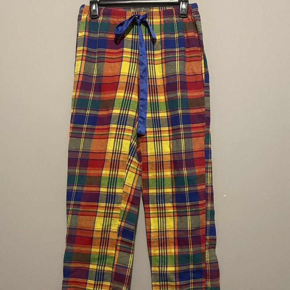 Ralph Lauren Pajama Pants Womens Small Plaid Elastic Waist Lounge Colorful